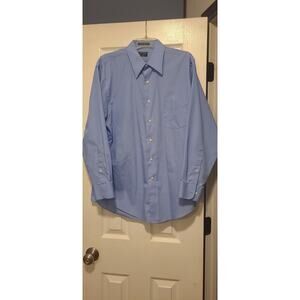 Arrow Mens Fitted-Fit Dress Shirt Long Sleeves Blue L 16 1/2